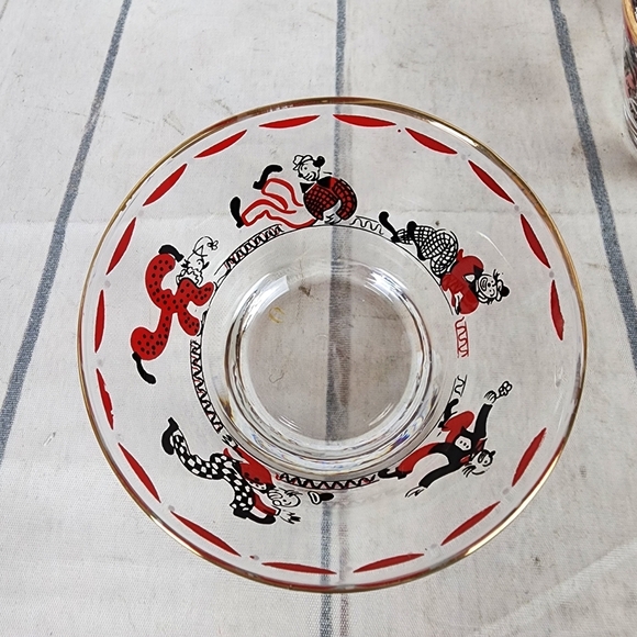 Vintage Mid Century Libby Fruit Bowls Clowns Gold Rimmed Set of 5 - Picture 7 of 16